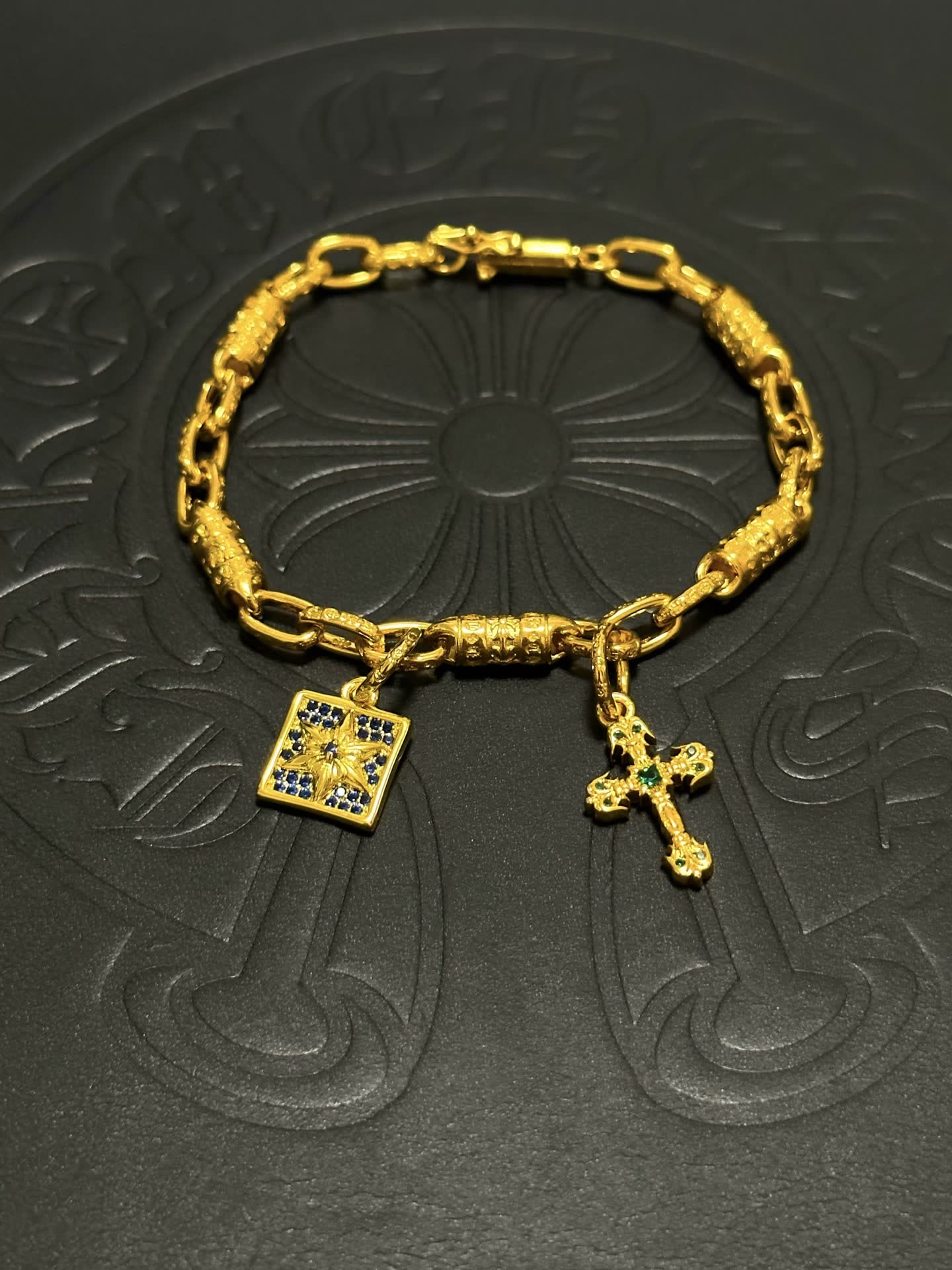 Chrome Hearts Gold Tone Bracelet with Charms